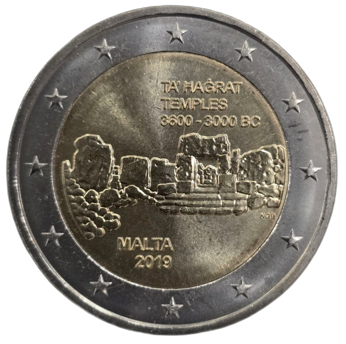 2 euros conmemorativa Templos de Ta' Ħaġrat Año 2019